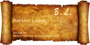 Bartko Lajos névjegykártya